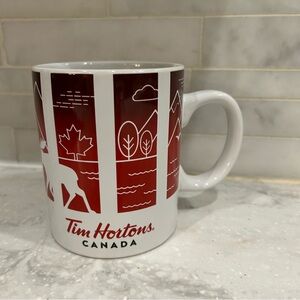 Tim Hortons Red and White Mug. travellers series. EUC!